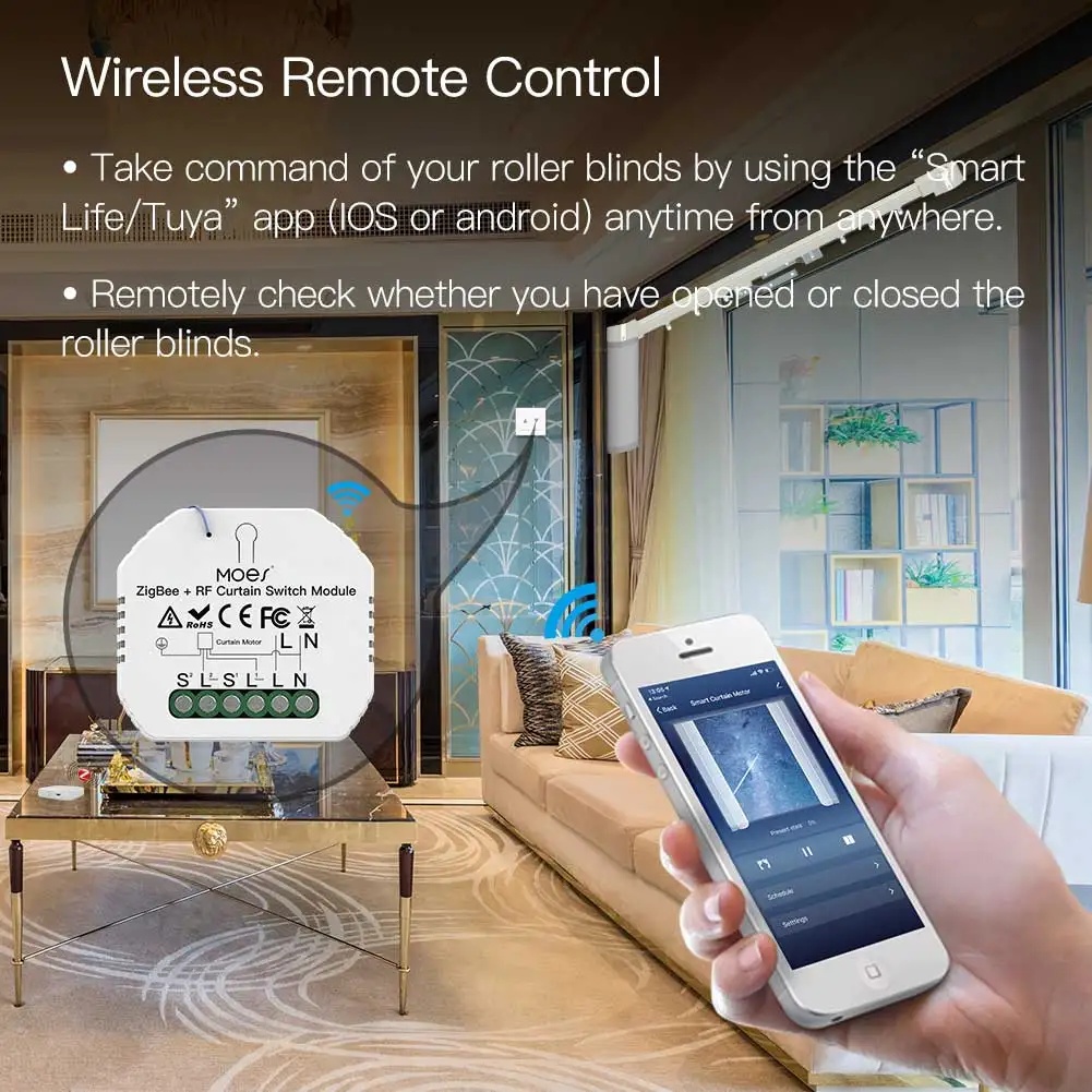 MOES ZigBee Smart RF433 Curtai - Smart Home Moes recension och pris