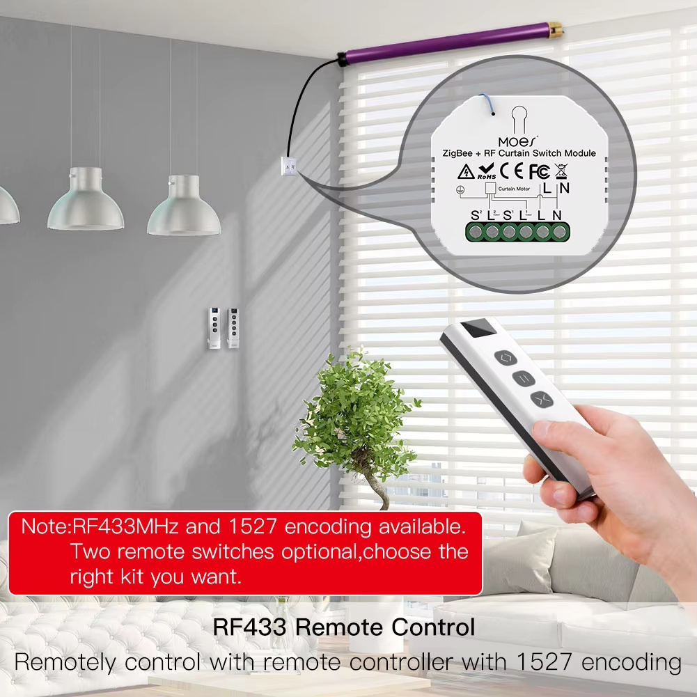 MOES ZigBee Smart RF433 Curtai - Smart Home Moes recension och pris