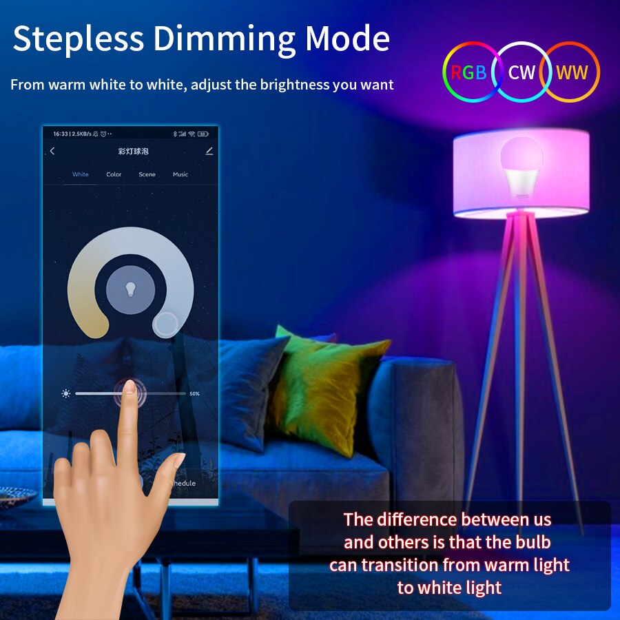 E27 WiFi Smart LED Bulb RGBCW  - Alexa Compatible Bulb recension och pris